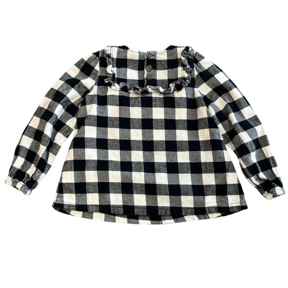 Girls Size 5/110 Hannah Andersson White & Black Buffalo Checkered Longsleeve Top - Picture 9 of 10